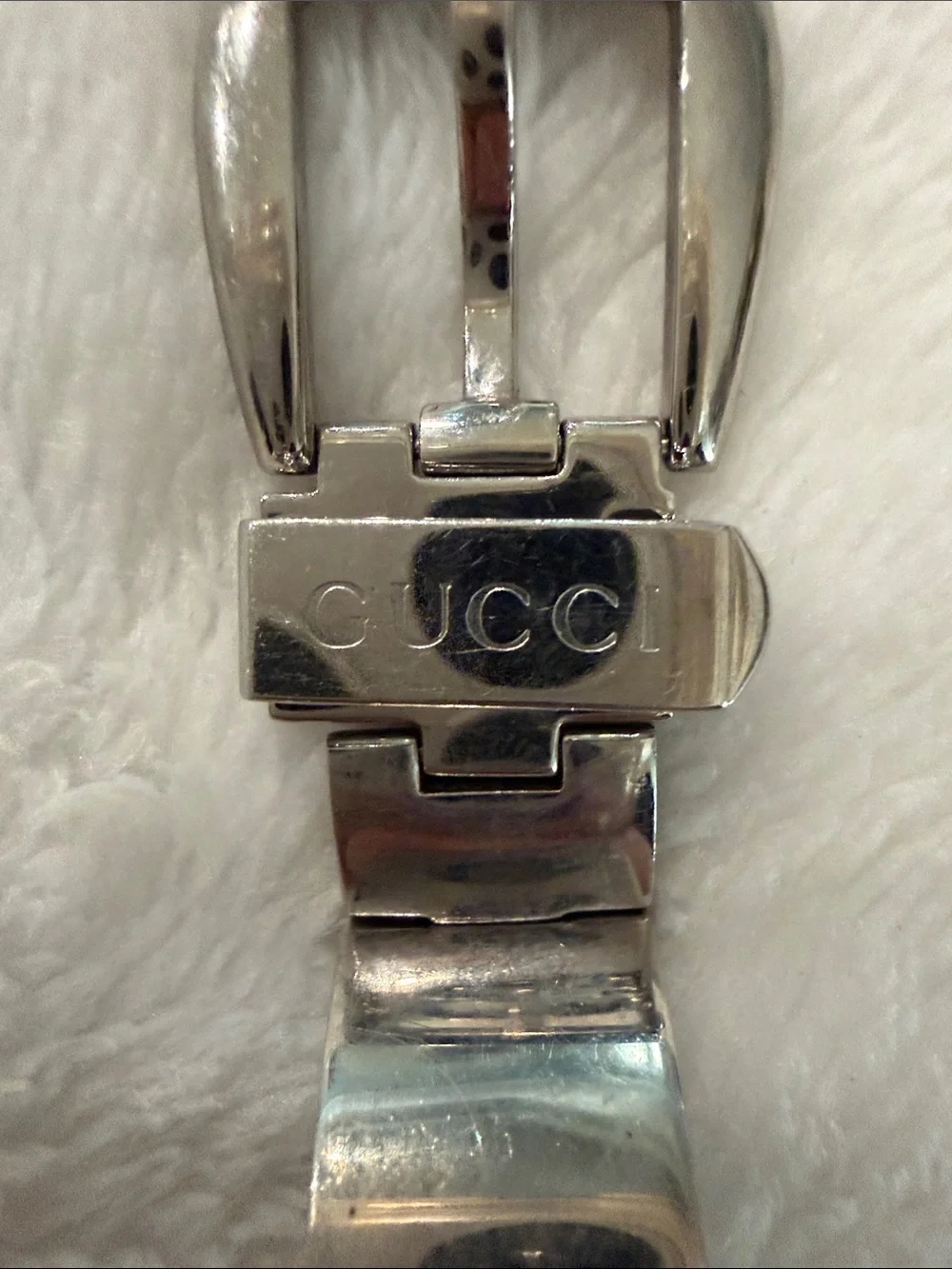 Gucci Silver and Black Women's Stainless Steel Bracelet Watch